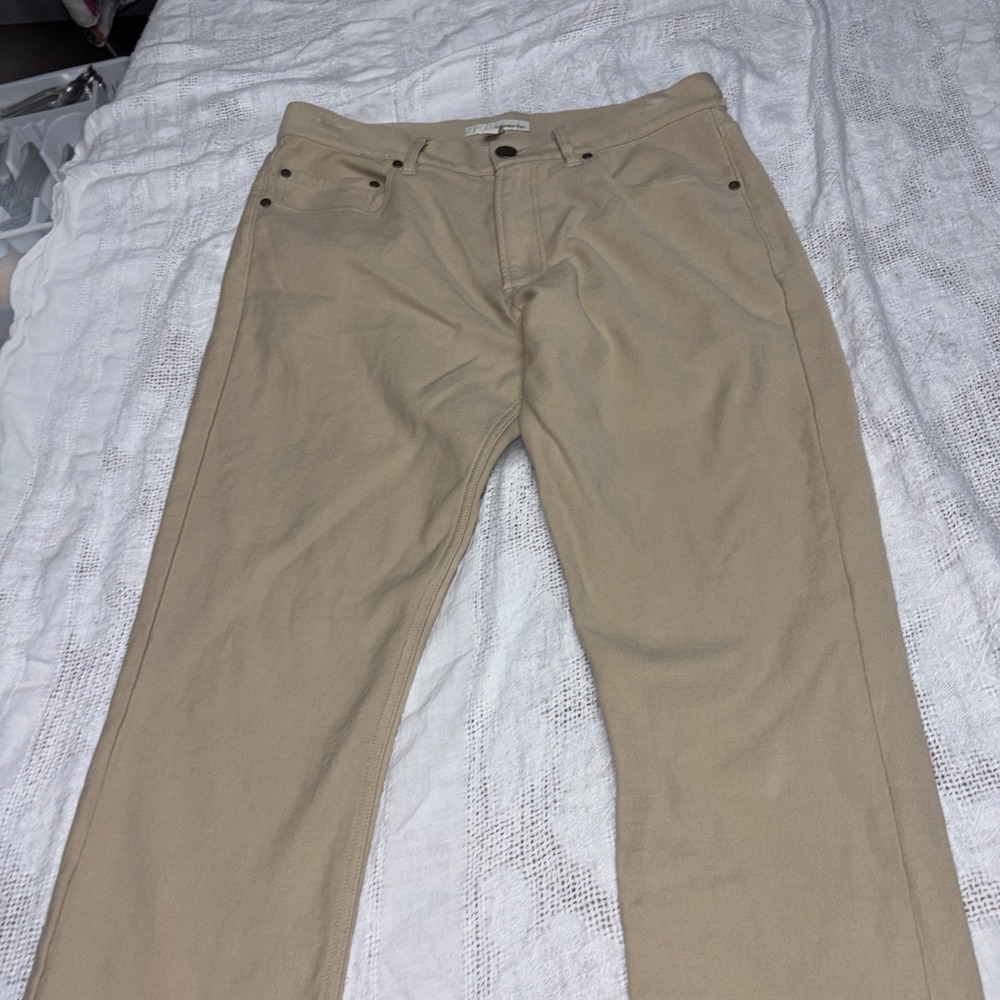 Hawker Rye Jeans Mens 32 x 28 Tan Slim Fit Stretch Straight Twill Chino Casual
